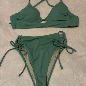 Target Green Bikini Set with Adjustable Ties